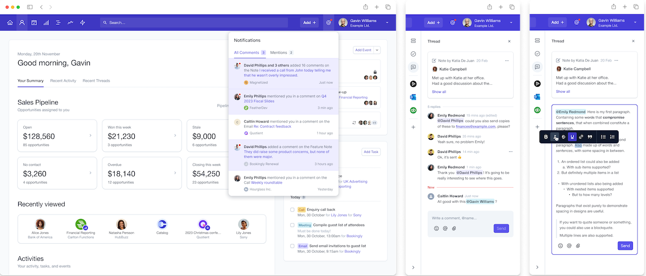 Image of the Discussions user interface